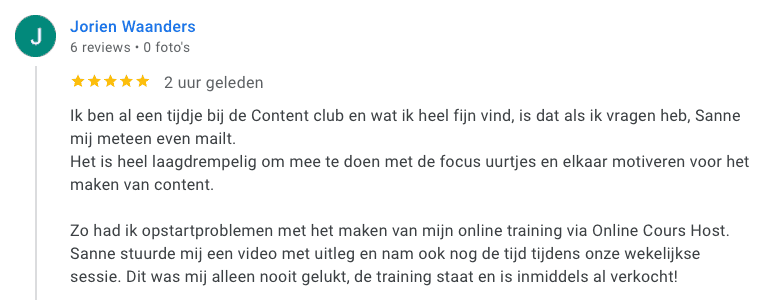 Jorien Waanders review Content Club