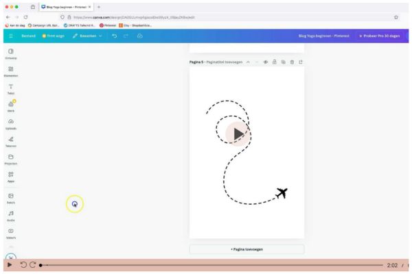 Bewegend pad maken in Canva