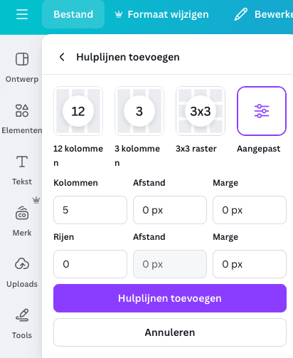 Stap 2 - instellingen hulplijnen