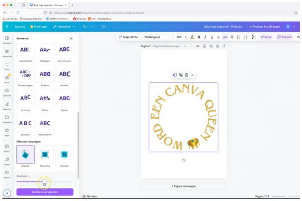 Tekst laten ronddraaien met Canva