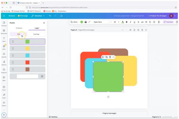 Werken met lagen in Canva