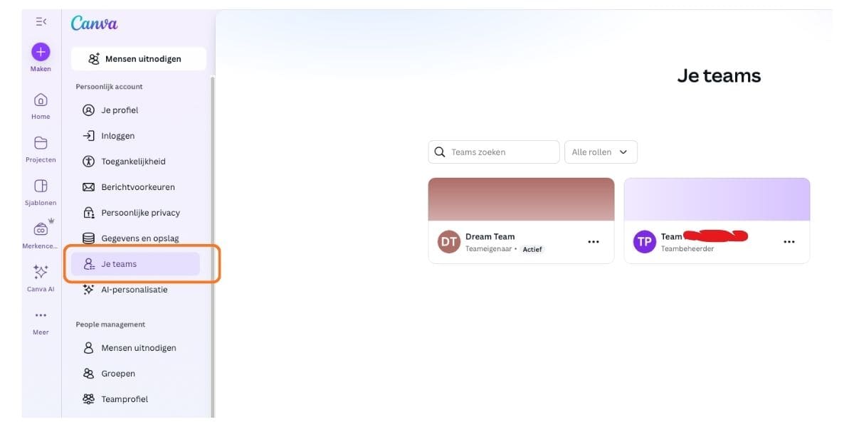 jezelf verwijderen uit Canva team - stappenplan