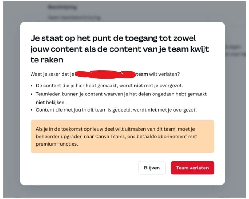 jezelf verwijderen uit Canva team - stappenplan